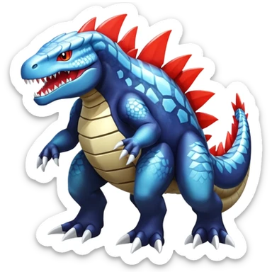 Shiny Exotic Colorful Groudon-Aurorus-Fakémon-hybrid-creature (full body)  sticker
