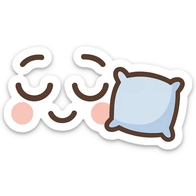 face with sleepy eyes and pillow emoji, digital illustration sticker
