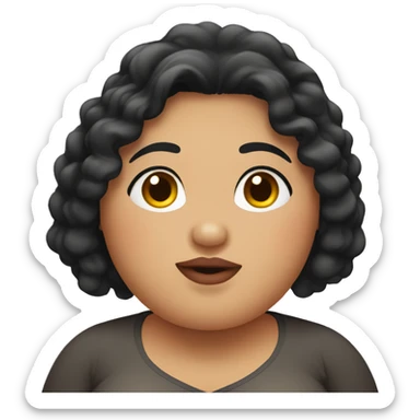Overweight Southeast Asian woman with black curly hair. sticker