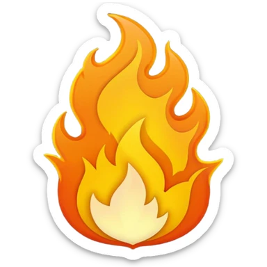 small cartoon flame icon emoji with the word 'FIRE' in bold letters in the center, cartoon style, thick outlines, bright orange and yellow, clear for use in chat reactions and YouTube memberships sticker