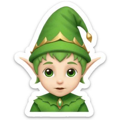 Tiny elf baby with pointy ears and hat sticker
