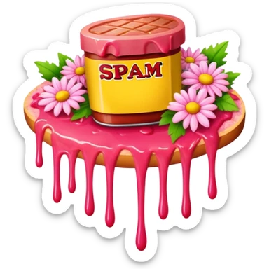 melted pink dripping sauce SPAM MEAT flower bouquet  sticker