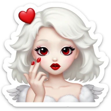 Angel Dust from Hazbin Hotel blowing a kiss, emoji style sticker