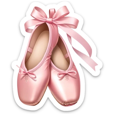 Humanless emoji for Ballet: close-up of  a pair of pointe shoes. The icon should capture the elegance and precision of ballet, with a focus on these iconic elements. Transparent background. sticker