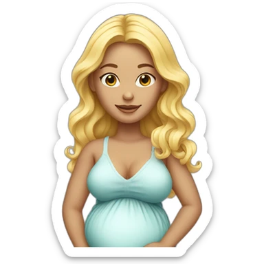 adorable pregnant blond full body women with beach-wave-hair sticker