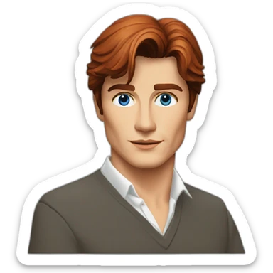 Alain Delon young programmer blue eyes short red hair sticker