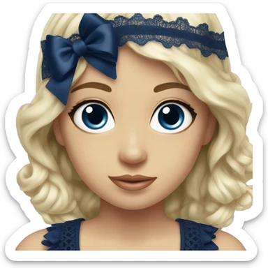 navi blue bow with lace sticker