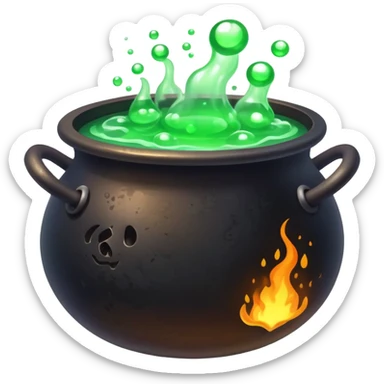 boiling cauldron with potion sticker