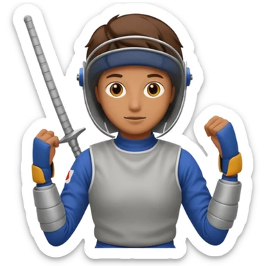 A person wearing fencing equipment with their entire body sticker