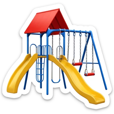 playground with only a red roof, one slide, and swings, no background sticker