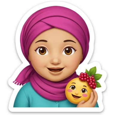 Cute emoji female chubby with a berry she is tan and moroccan  sticker