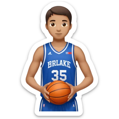 Giocatore basket con il pallone con il numero 35 e completino azzurro e bianco sticker