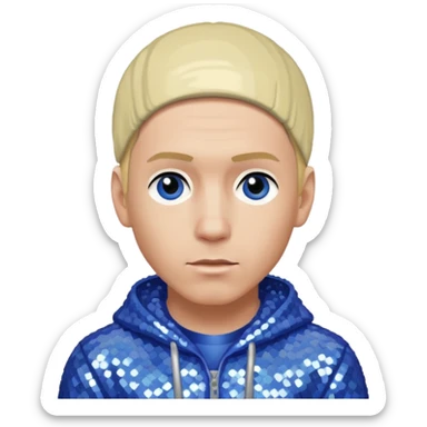 Eminem with blonde hair, periwinkle sequin outfit  sticker