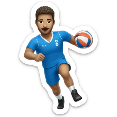 Joueur de handball avec un maillot bleu numéro 67 sticker