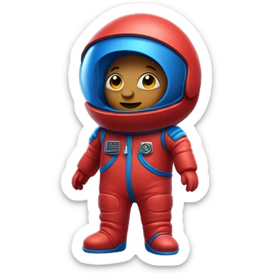 covered face blue full body tiny person in a red spacesuit with no visible arms or face with blue visor and two legs sticker