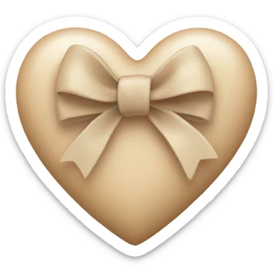 Beige heart with beige bow sticker