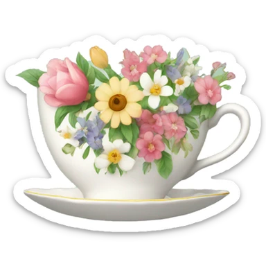 floral tea cup sticker
