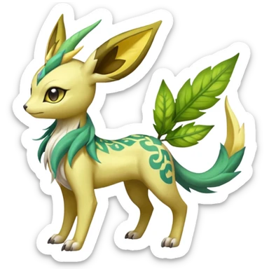  Exotic Ivy Draconic Feathery Scaly Meloetta-Manectric-Leafeon-Electrike-Jolteon-Zygarde-Renamon-hybrid-fusion-Fakémon-creature, full body sticker