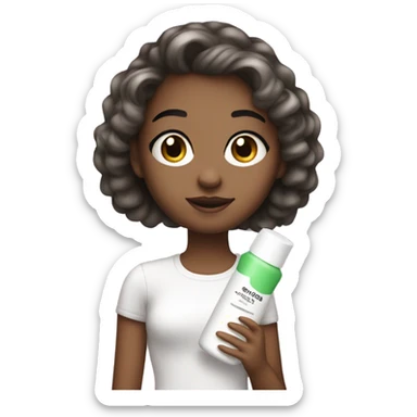 White emoji cute girl makeup holding shampoo  sticker