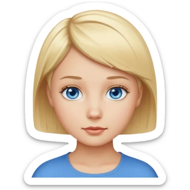 Mujer pelo rubio y muy corto ojos azules cara redonda sticker