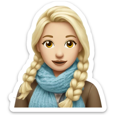 beautiful finnish blonde woman with eyes knitting flower scarf sticker