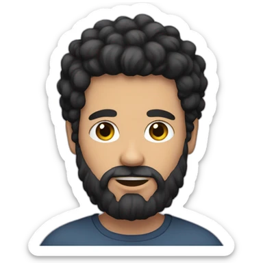 young white man with fuzzy black hair and full beard sticker