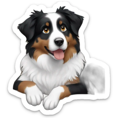 black, white and fire with blue eyes small australian shepherd sitting sticker