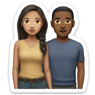 Light skin Filipino Man and Dark Brown Skin Woman Couple  sticker