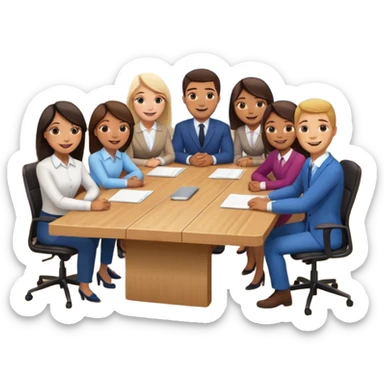 saying goodbye a group of coworkers in meeting room in long rectangular table sticker