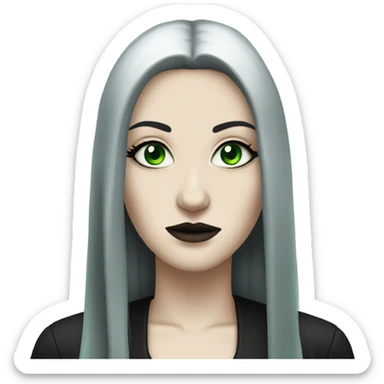 White goth woman with black hair and green eyes sticker