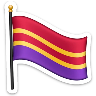 The emoji of a flag with three horizontal bars. The top bar is black, the middle bar is white, and the bottom bar is split in half. The bottom left is purple, and the bottom right is red sticker