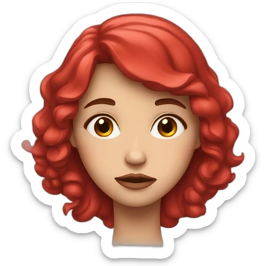 Femme triste avec charlotte rouge sur la tête. sticker