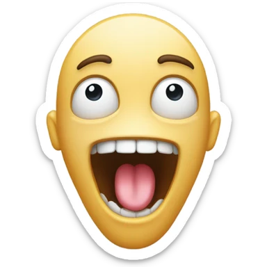 tongue covering first two top teeth eyes wide open and slightly smiling  sticker