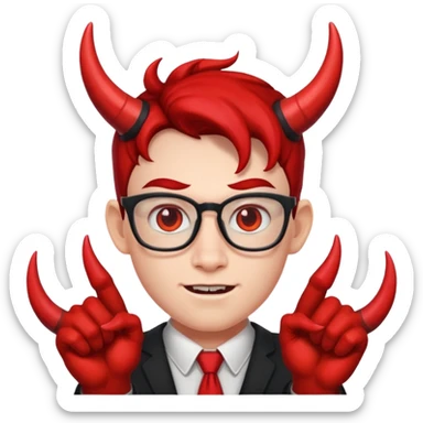nerd face with devil horns sticker