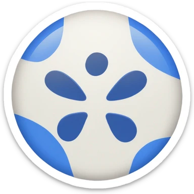 white tick in the blue 12 corner round shape star sticker