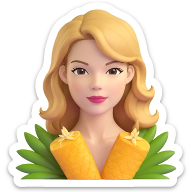 Michelle Monaghan with honey blonde hair on tropical holiday sticker