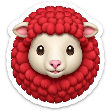 make an emoji with a red sheep. but make a sheep with a heart. but make it more animated like from animated movie and make it different from sheep you’ve made before  sticker