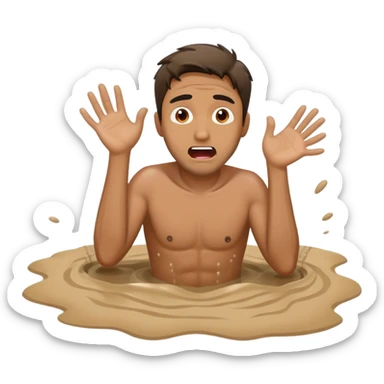 a handsome 40yo man sinking in quicksands sticker