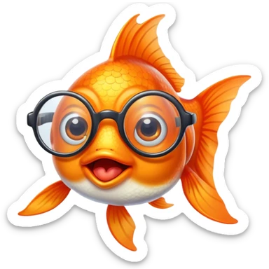 funny goldfish with eyeglasses sticker