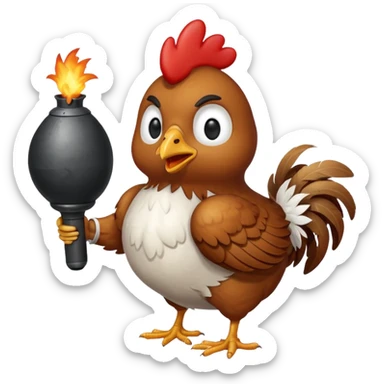chicken holding bomb sticker
