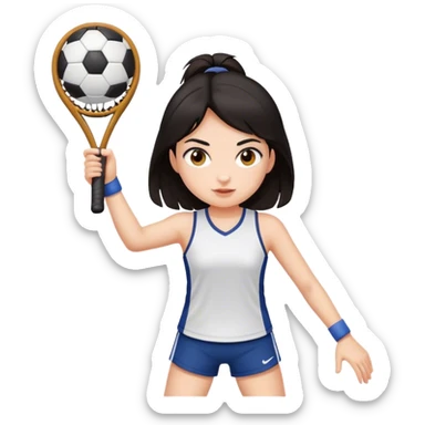 A girl with dark hair does sports sticker