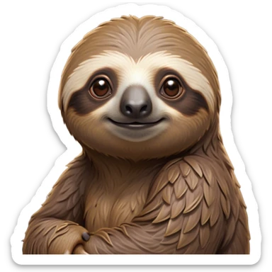 Cinematic Noble Sloth Portrait Emoji, Poised and serene, with a leisurely, gentle build and calm, wise eyes adorned with soft, textured fur, Simplified yet sharp and sophisticated features, highly detailed, glowing with a soft, tranquil glow, high shine, intelligent and unhurried, stylized with an air of relaxed authority, focused and composed, soft glowing outline, capturing the essence of a watchful and confident guardian that appears ready to slowly emerge from the screen with effortless grace! sticker