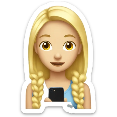blonde girl with phone reflection sticker