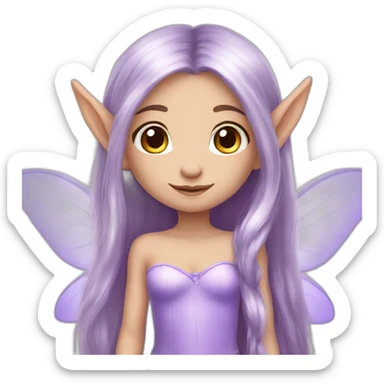 cute lilac elf fairy with long hair sticker