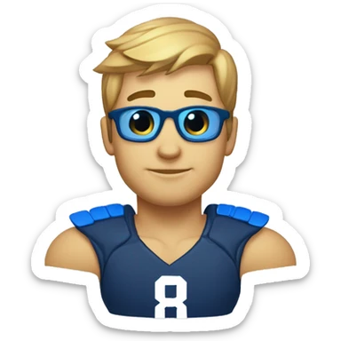 eta azul marina y una franja azul clara en los hombros. Con el número 8 en la camiseta  sticker