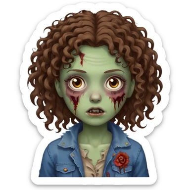 zombie girl with curly hair n brown eyes sticker