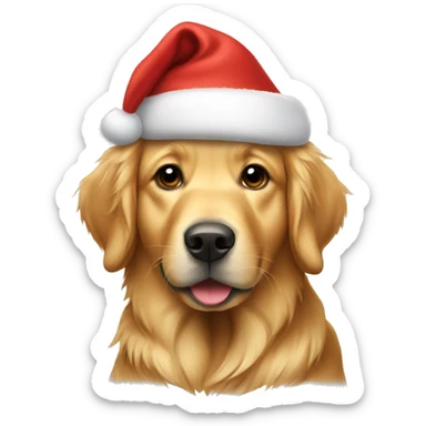 golden retriever wearing a christmas hat  sticker