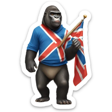 gorilla wearing paddington attire holding indian flag sticker