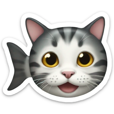a cat turned into a fish sticker