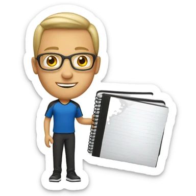 white young soccer coach holding a notebook sticker